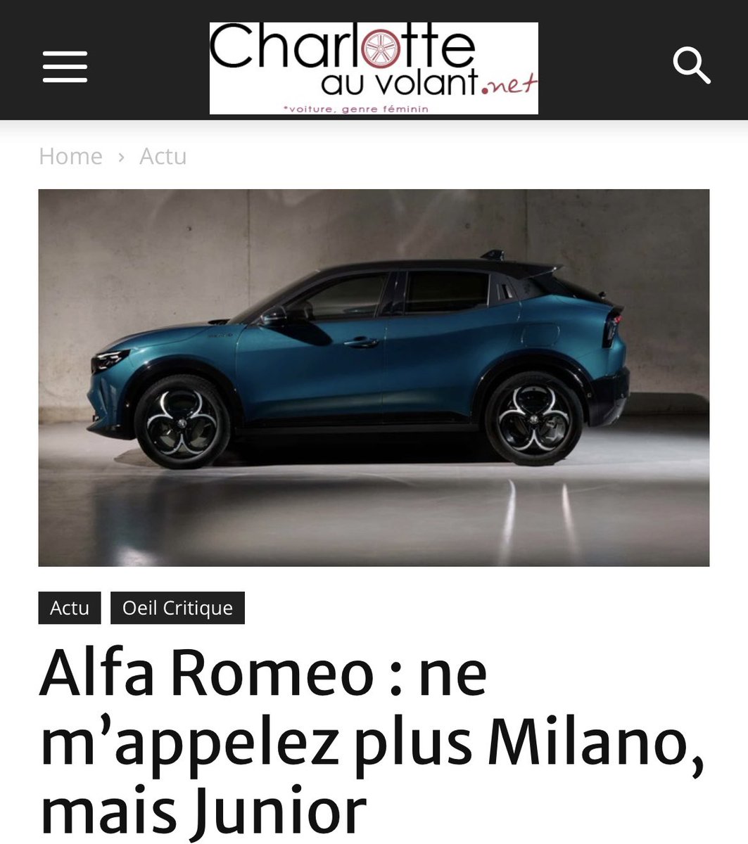 Alfa Romeo : ne m’appelez plus Milano, mais Junior

C’est peut-être l’auto dont l’existence aura été la plus courte du monde. 

Mais pourquoi cette volte-face subite ?

Réponse sur mon blog Charlotteauvolant —> charlotteauvolant.net/alfa-romeo-ne-…