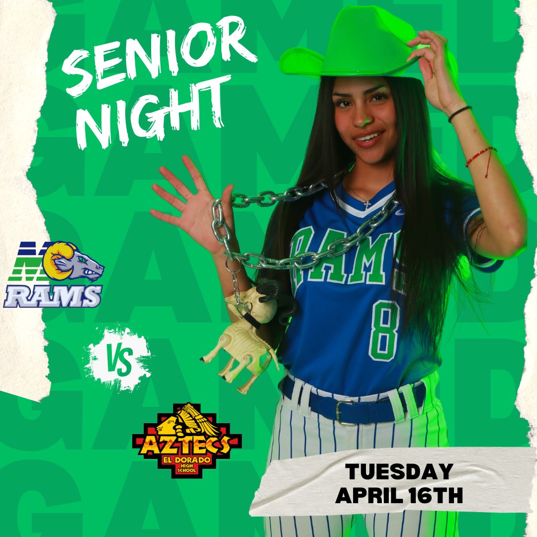 Only ✌🏽 more games of the 2024 season! Come out and catch the RAMS back in action and stick around as we celebrate our senior! 🆚: El Dorado 🕓: JV 4 PM 🕡: Varsity 6:30 PM 📍: Montwood HS #HornsUp🤘🏽#GoRams🐏