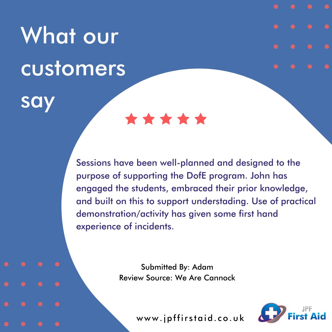 #TestimonialTuesday #positivereviews #5StarExperience #5StarTraining #firstaidtrainingcourse