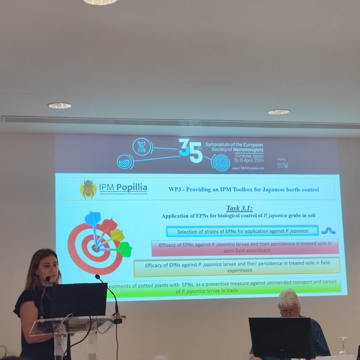 It was a great emotion to present the results of the Horizon Project  #H2020 @IPMPopillia 🪲at the 35th Symposium @ESNematologists 🪱 in Cordoba (Spain)... Very interesting first day of Congress👏!!!