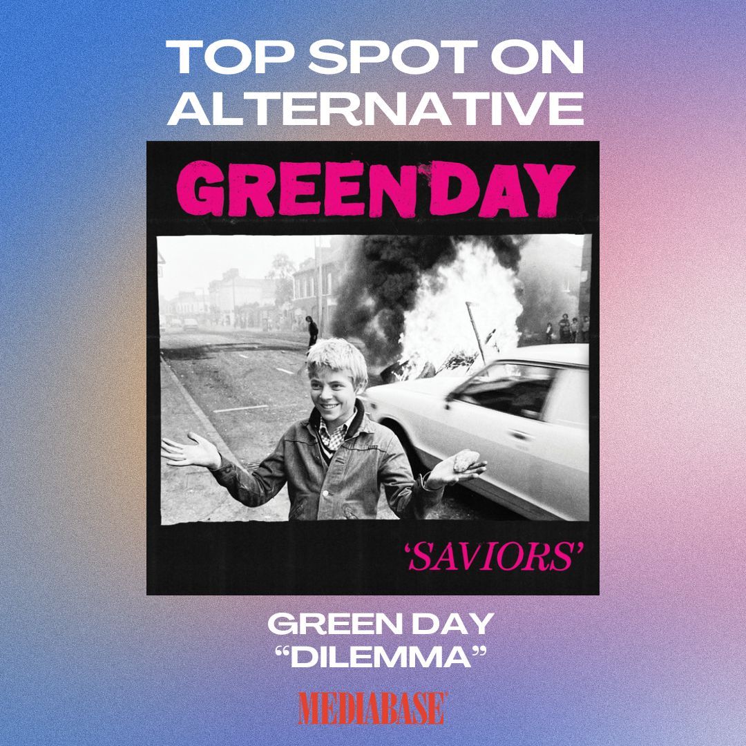 Green Day's 'Dilemma' takes the #1 position on the Mediabase Alternative chart, marking another milestone in their illustrious career. Click the link in our bio to listen to all our New No. 1 hits. #MEDIABASE #ALTERNATIVE #RADIO