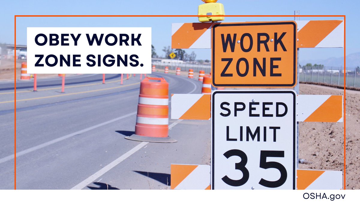 🐢 🐌 Slow down. @USDOT reports that speed is a common contributing factor in fatal work zone crashes. Protect the workers building and repairing our infrastructure. Learn more: osha.gov/sites/default/… #NWZAW