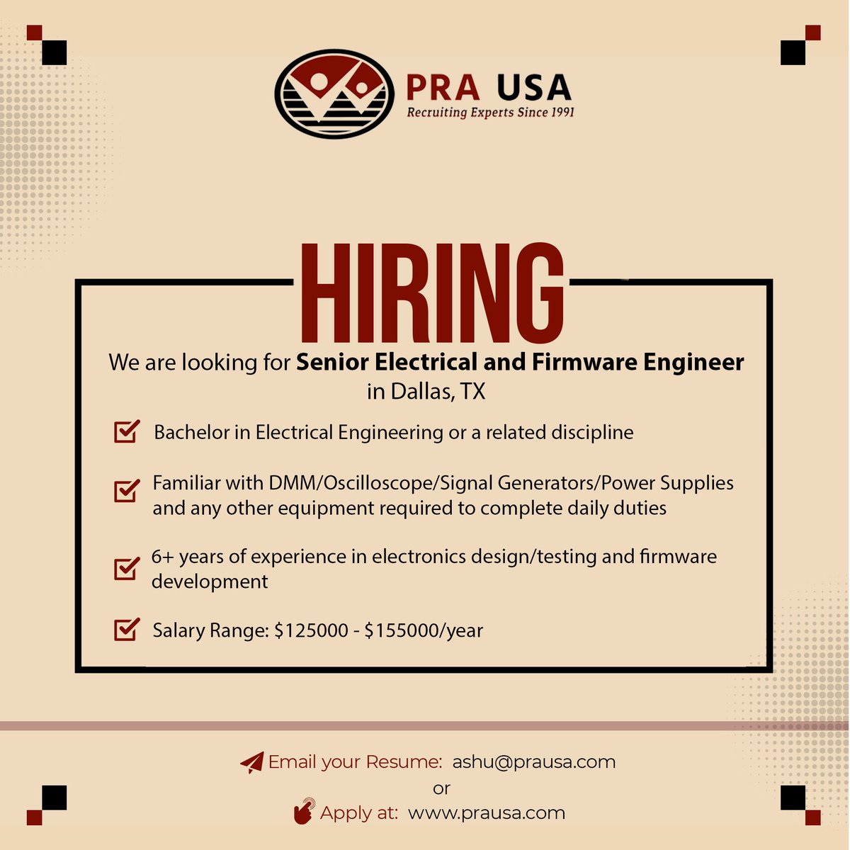 THEPRAGROUP's tweet image. We are #hiring for 𝗦𝗲𝗻𝗶𝗼𝗿 𝗘𝗹𝗲𝗰𝘁𝗿𝗶𝗰𝗮𝗹 𝗮𝗻𝗱 𝗙𝗶𝗿𝗺𝘄𝗮𝗿𝗲 𝗘𝗻𝗴𝗶𝗻𝗲𝗲𝗿 in Dallas, TX. Apply here: bit.ly/3v37xXn
#seniorengineerjobs
#firmwareengineer
#electricalengineering
#techjobs
#engineeringjobs
#seniorjobs
#techindustry
#texasjobs
#prausa