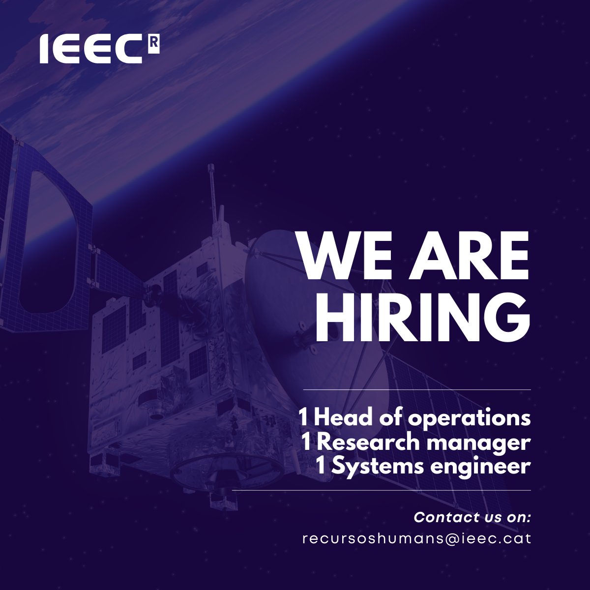 🛰️ Do you want to pursue a career in #NewSpace? The #IEEC opens three new positions linked to the promotion of the #space sector in #Catalonia. Check out all the details of our new #job #offers here: ▶️ Systems engineer for space missions of the Area for the Promotion of the…