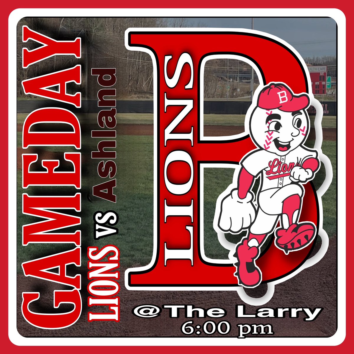BoydCoBaseball's tweet photo. GAMEDAY:  the Lions will face off tonight with 64th District play against Ashland.  First pitch at 6pm.  
In lieu of admission to tonight’s game donations will be accepted to assist Tay Thomas and family. 

Hope to see a huge crowd at Larry Addington tonight! #CountyBoys https://t.co/0Q1p7c9yJM