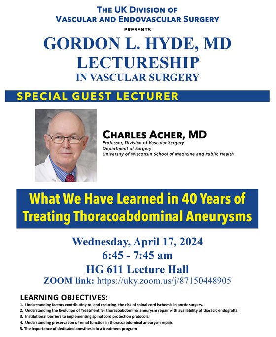 UK Vascular (@ukvascular) on Twitter photo Excited for our annual Hyde Lecture tomorrow by Dr. Charles Acher! <a href="/UkVsig/">UK VSIG</a> <a href="/UKyGenSurgery/">UK General Surgery Residency Program</a> <a href="/GillKentucky/">UK_GillHeart</a> <a href="/FutureVascSurgn/">FutureVascSurgeons</a> Excited for our annual Hyde Lecture tomorrow by Dr. Charles Acher! <a href="/UkVsig/">UK VSIG</a> <a href="/UKyGenSurgery/">UK General Surgery Residency Program</a> <a href="/GillKentucky/">UK_GillHeart</a> <a href="/FutureVascSurgn/">FutureVascSurgeons</a>