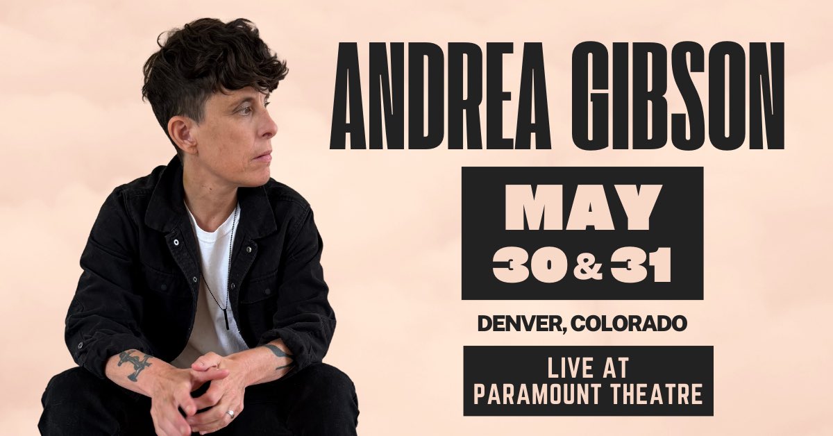 It brings me so much joy to announce that I will be performing live at the Paramount Theater in Denver on May 30th and May 31st. Presale tickets go on sale tomorrow at 10am MDT at andreagibson.com