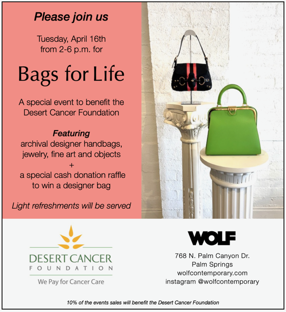 Who's ready to amp up their style? 💁‍♀️ Come join us, the Bags for Life event is FINALLY here! Donations could have you walking away with a glamorous designer bag and at the same time support DCF. See you there! 🛍️ bit.ly/2NY07KG 

#DesertCancerFoundation #CoachellaValley