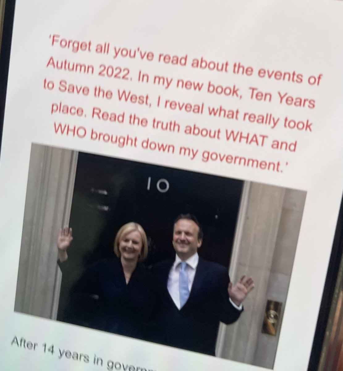 Email from Liz Truss’s office promoting her new book: “Forget all you’ve read about the events of Autumn 2022.”