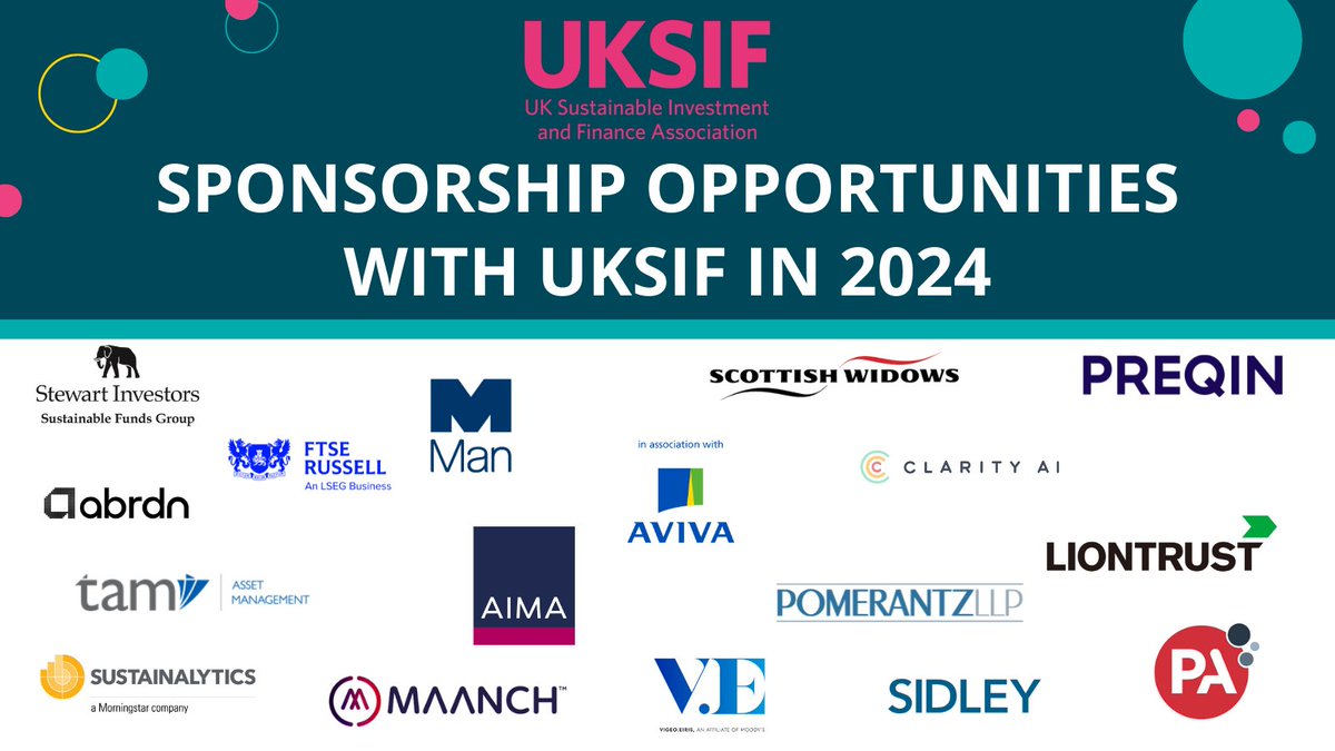 Join the prestigious group of sponsors associated with UKSIF and leave a lasting impact! 👉Increase your brand visibility 👉Network with leading industry experts 👉Contribute to the growth of the sustainable finance sector For sponsorship opportunities, contact events@uksif.org