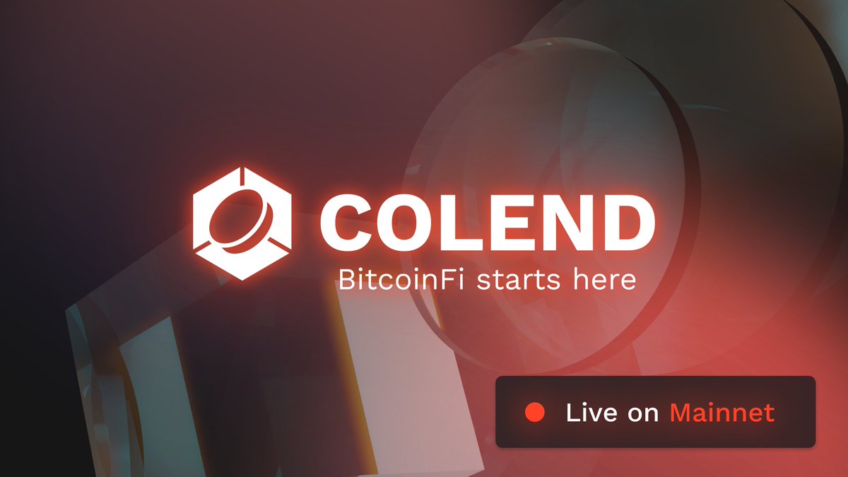 We're thrilled to announce that Colend #Mainnet has officially launched ! 

It's time to delve into the world of #BTCFi  and unlock a plethora of opportunities.

With Colend's Mainnet now live, you can access a secure and transparent environment to deposit and borrow various