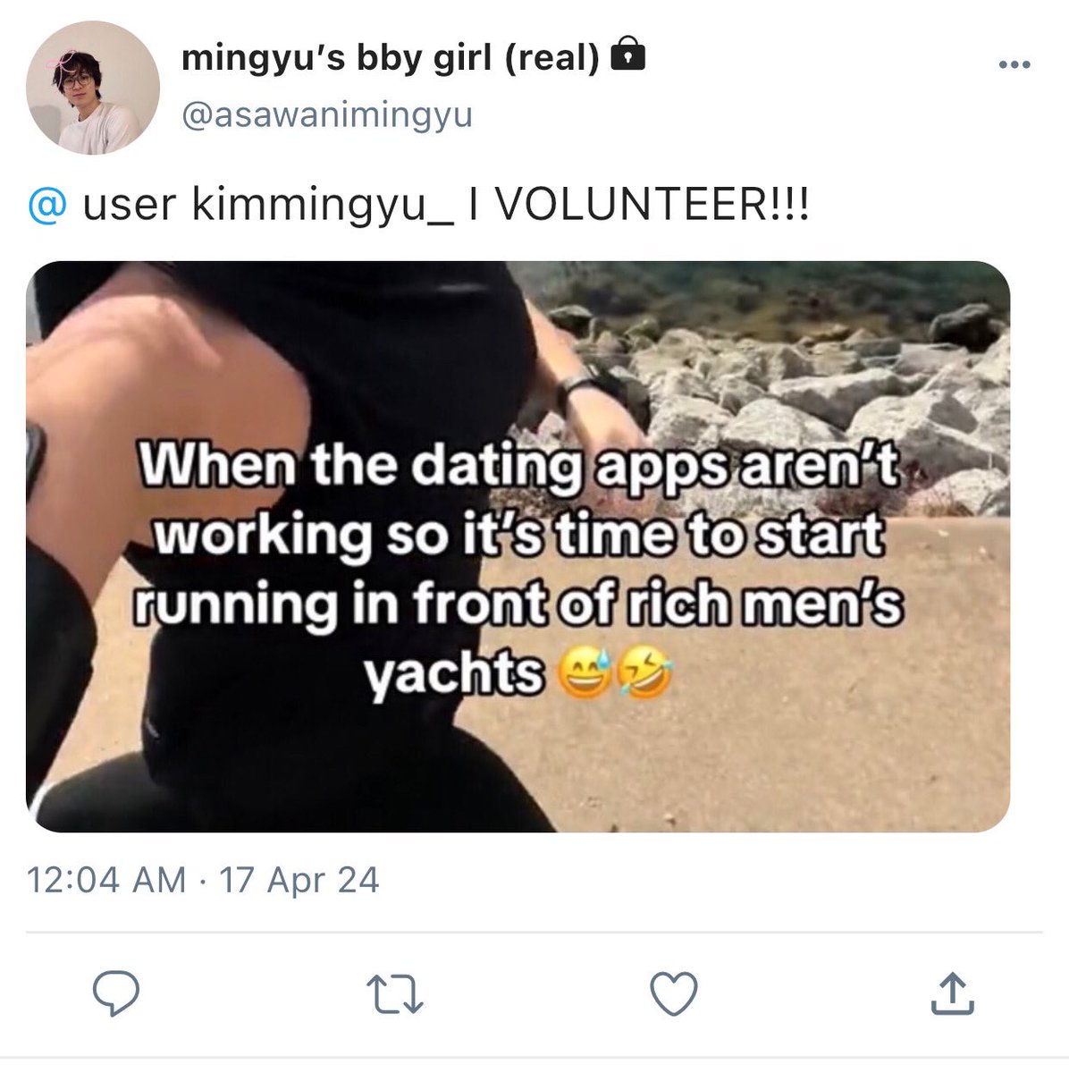 everygyuyomi's tweet photo. a #minwon short au 

wherein ww, with a face card that doesn’t decline, has a crush on mg, a rich boy with a yacht. https://t.co/ItSuGRnqwF