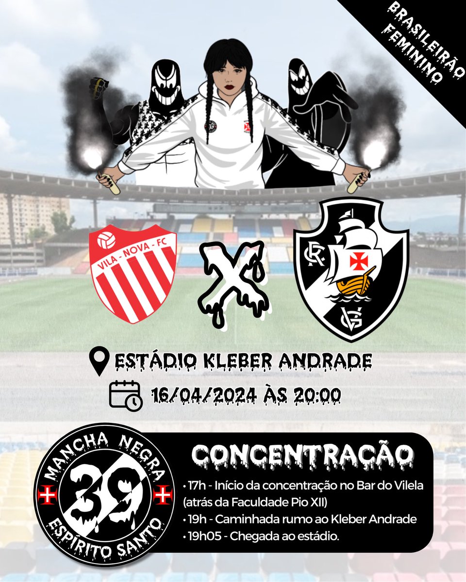 É HOJE 👻👻👻

VASCO FEMININO NO KLEBER ANDRADE

Venda de ingressos na bilheteria do estádio

Valores: 20 meia e 40 inteira

PAGAMENTO SOMENTE EM DINHEIRO (NOTA/ESPÉCIE)

CONCENTRAÇÃO DA MANCHA A PARTIR DE 17h NO BAR DO VILELA!!!