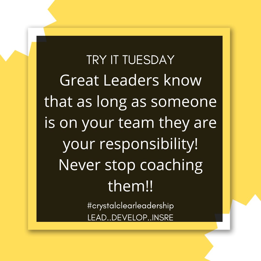 Leaders…what are you trying today??
#tryittuesday 
#coachingmatters 
#crystalclearleadership✨