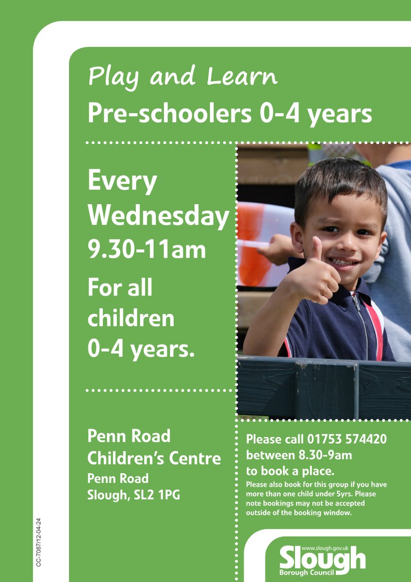 Play and Learn - 0-4 years, tmw at Penn Rd. Call tmw am between 8.30-9am to book your place.