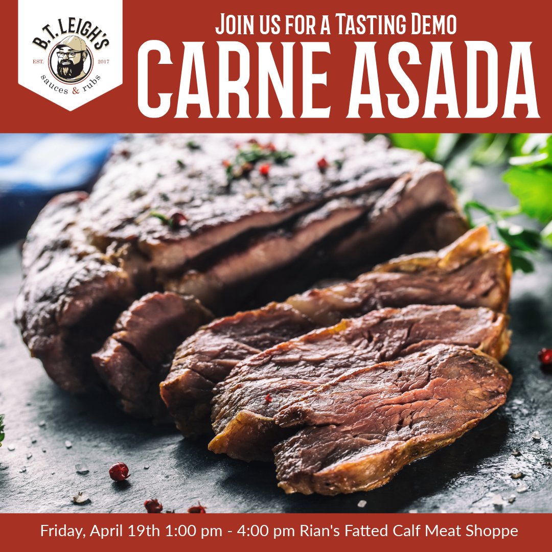 btleighs's tweet photo. Join me at Rian's Fatted Calf Meat Shoppe at 1104 Broadway Ave on Frida, April 19th from 1 pm to 4 pm for a taste of Carne Asada made with our amazing gluten-free taco seasoning - Somethin' To Taco Bout!
Hope to see you there!
#btleighs #RiansFattedCalf #bgky #livetasting #demo https://t.co/IqVBCCKclF