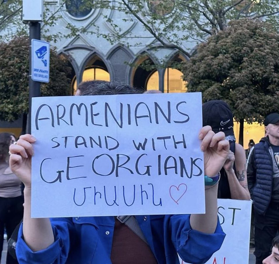 Armenians in support of Georgian protesters against Russian style foreign agents law #NoToRussianLaw