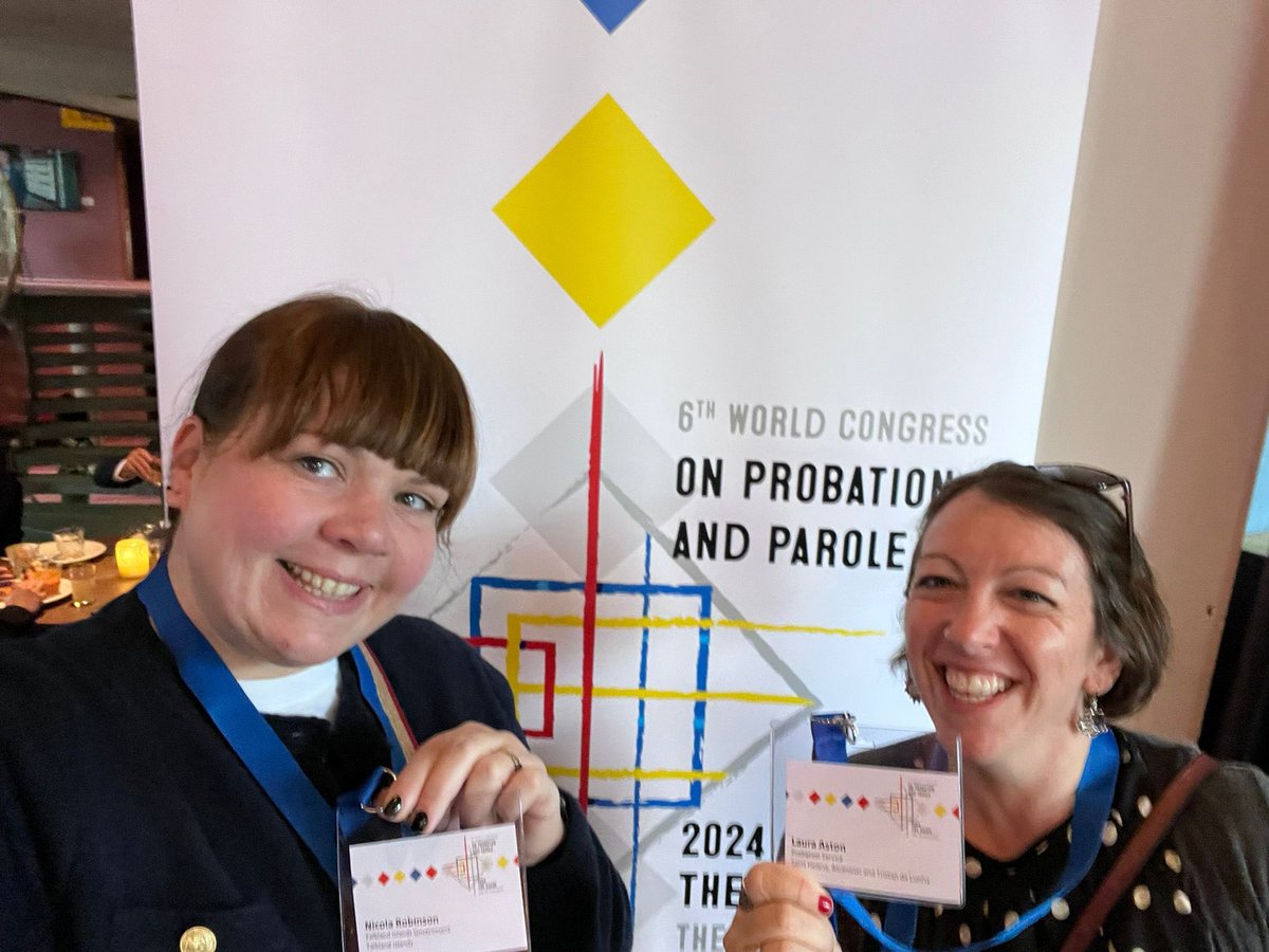 #CJOT Co-Founders Nic & Laura from @FalklandsGov & @StHelenaGovt respectively, joined over 500 #probation & #parole colleagues from over 60 countries in #TheHague today for the start of the World Congress on Probation & Parole 2024 #WCPP2024 @ReclasseringNL @CEPprobation🇳🇱🇫🇰🇸🇭🤝