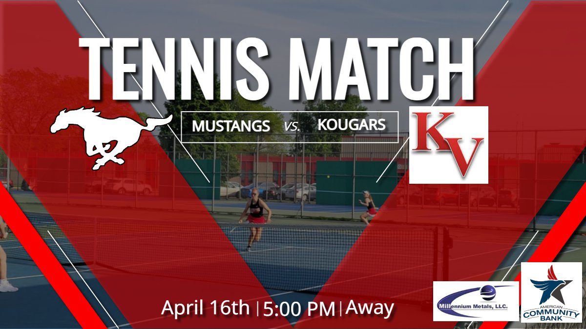 Travel to see Mustang Girls Tennis play at Kankakee Valley tonight.  Match starts at 5pm.  #rollstangs #mustangtennis