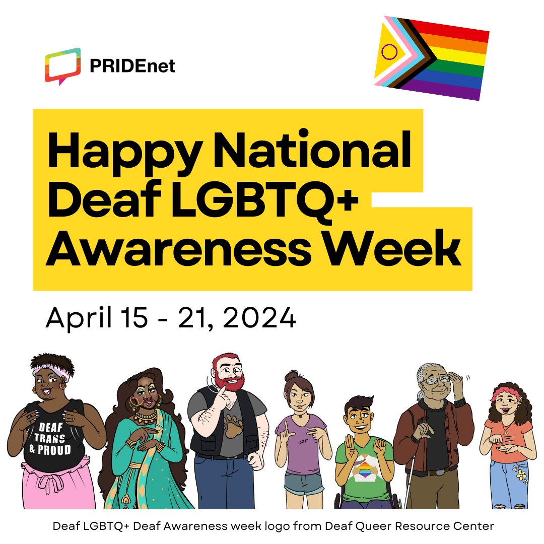 Illustration from @deafqueer Happy National Deaf LGBTQIA+ Awareness Week!