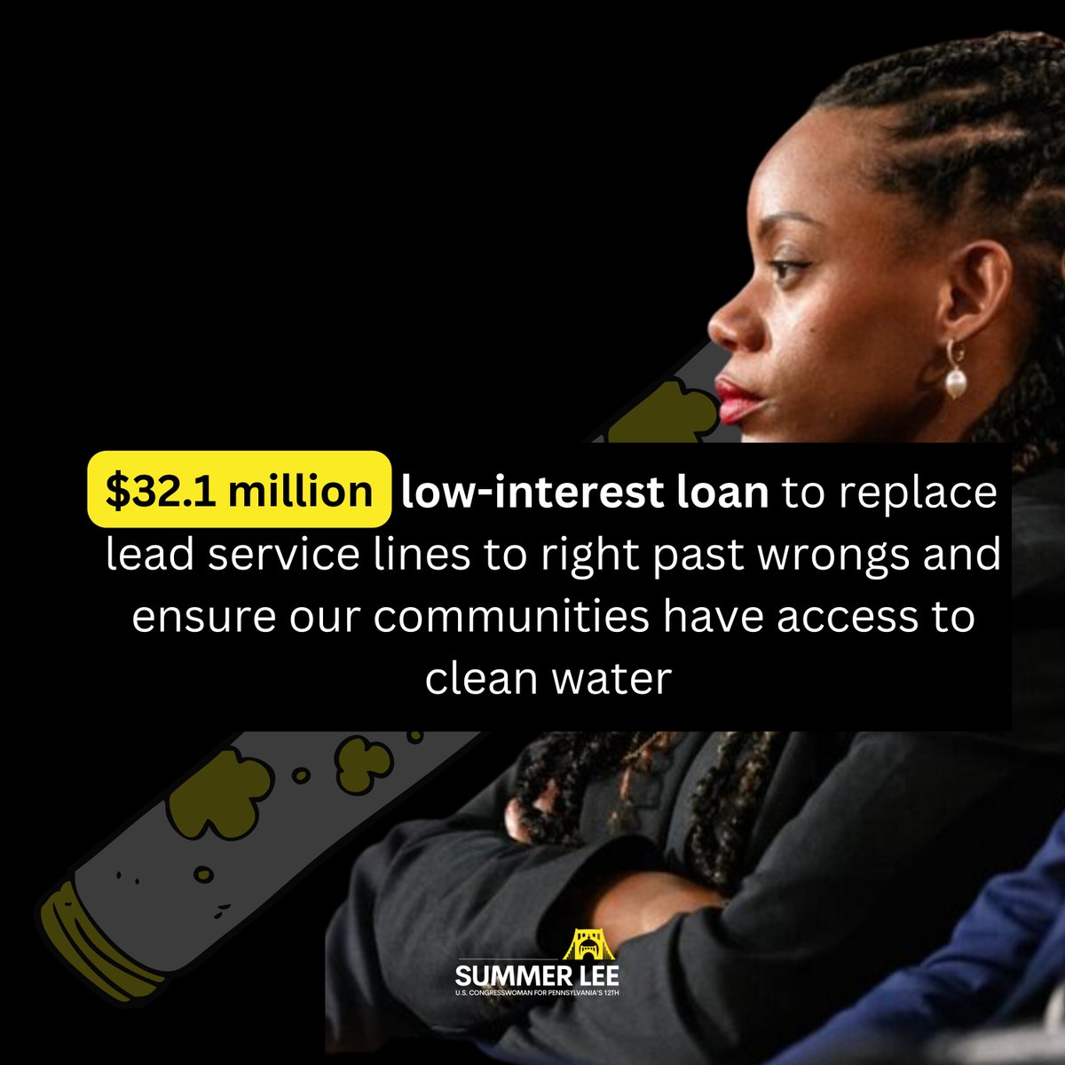 No parent should have to worry about ensuring their kids have clean water. That is why I’ve worked tirelessly in my first year in office to remove lead and other toxins from our water, delivering over $80M in loans and grants dedicated to CLEAN water for ALL families.