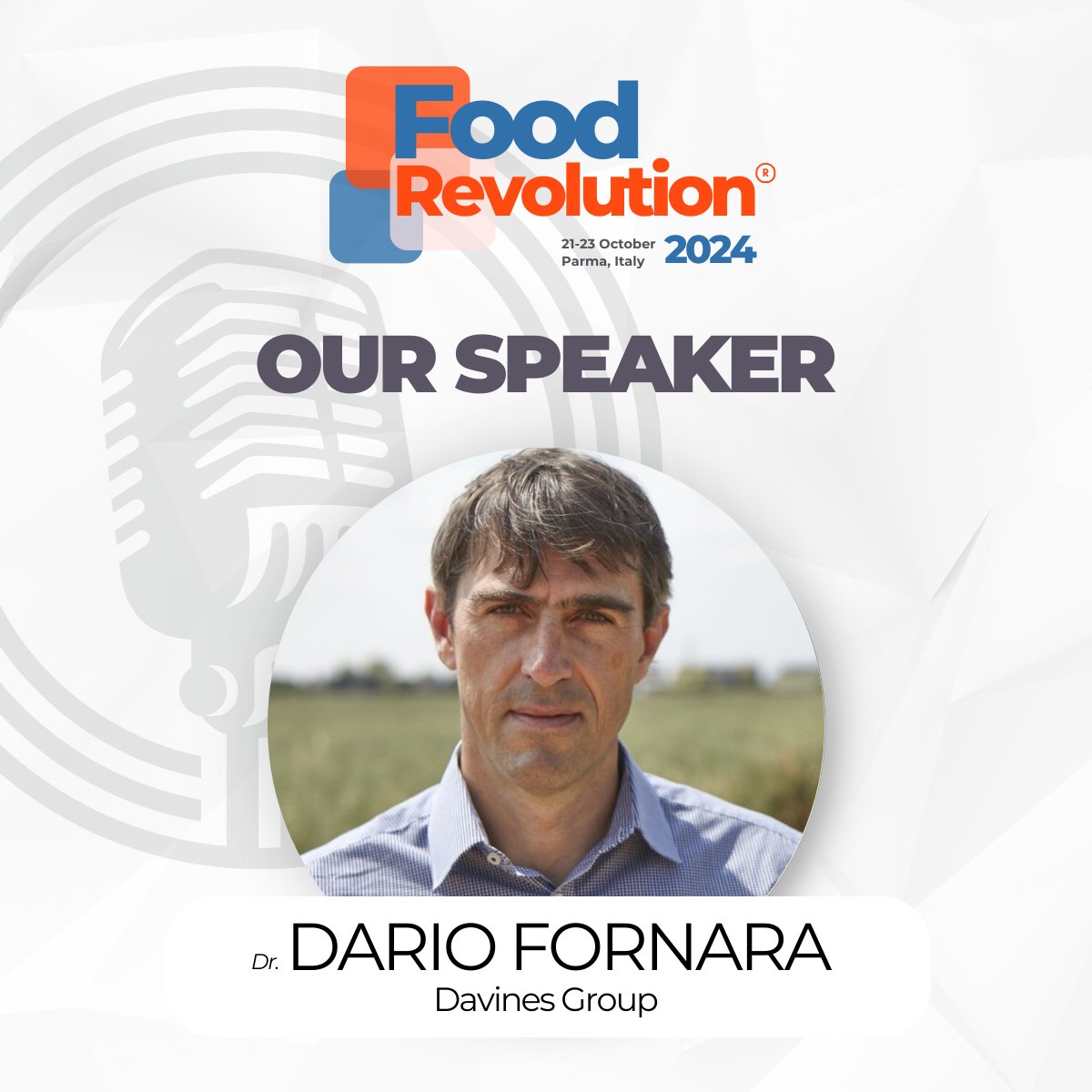 We are delighted to introduce Dr. Dario Fornara as a speaker at #FoodRevolution2024.

We are confident that his talk will inspire and empower attendees to embrace regenerative practices and create a more sustainable food future.

Join us in Parma (IT) from October 21st to 23rd.
