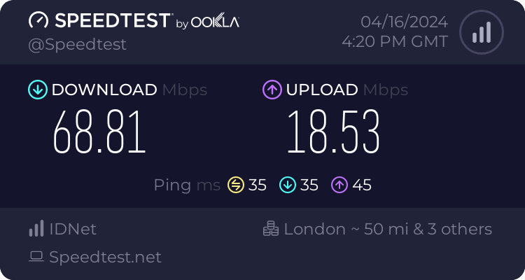 This is my FTTC Broadband speed today...I'll reply to this with the results from tomorrow's speedtest after our FTTP upgrade.