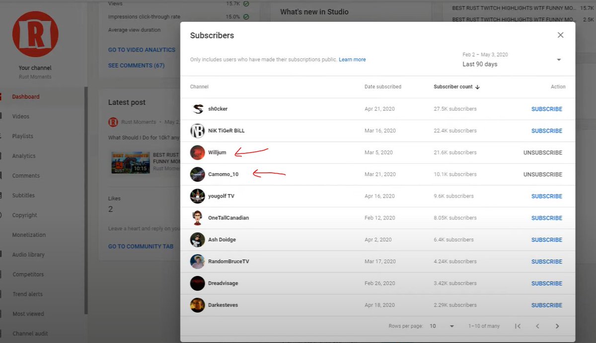 RustMoments's tweet image. 4 years ago, this is how many subs @Willjum1 and @CAMOMO_10 had on youtube! Found this old screenshot haha