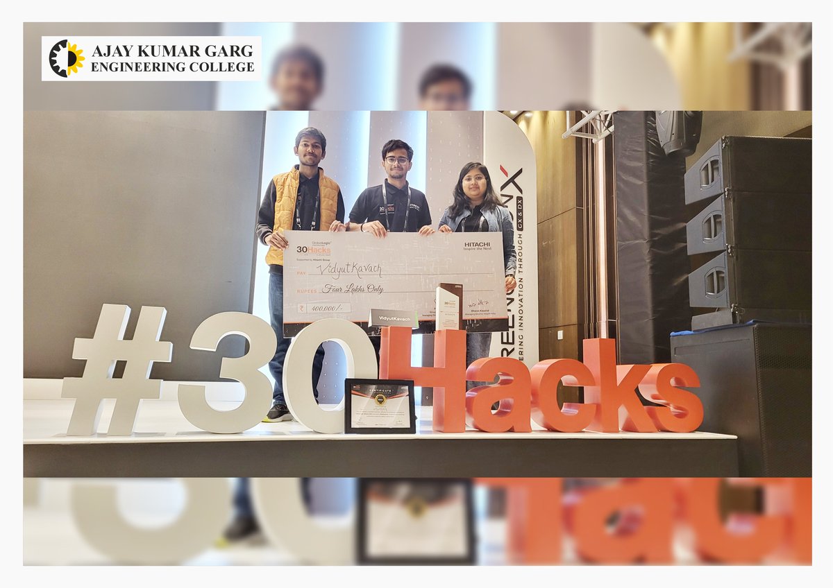 Official_AKGEC's tweet photo. Team VidyutKavach from #AKGEC was recently selected to participate in the "30Hacks" Hackathon organized by Hitachi x GlobalLogic, on March 14th and 15th, 24.
 #hackathon #project #MQTT #IDPs #startup #hostbased #authentication #security #IoT #innovation #vidhyut #cybersecurity https://t.co/8hQLLeghpO