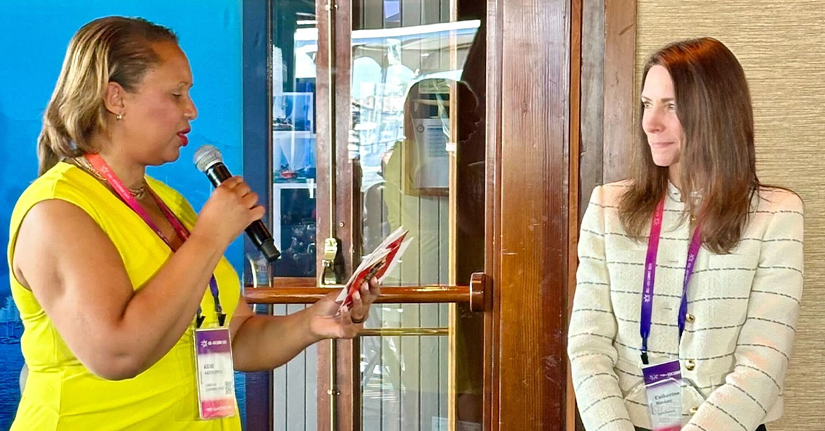 🎉 Sharing a candid moment from the @asugsvsummit as Catherine Mackay, our President and Chief Operating Officer, accepts the 2024 Power of Women Award. 🧡 We're proud to celebrate Catherine’s accomplishments and impact in K-12 education! #ASUGSVSummit2024