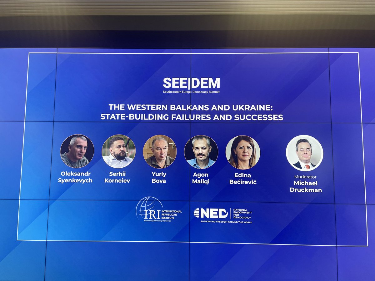 1) Enjoyed being in Brussels for @IRIglobal #SEEDEM2024 to discuss shared lessons from the Western Balkans and Ukraine. Honored to share the stage with brave Ukrainian mayors. My key point (& lesson from WB) is that how a war ends is as fundamentally important as its end.