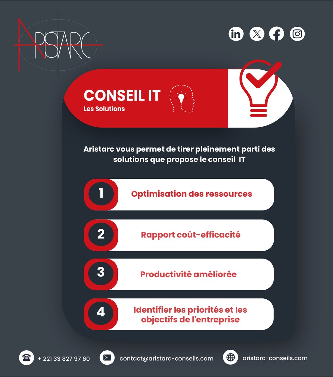 AristarcConseil's tweet image. Découvrez l'univers du conseil IT avec ARISTARC, où nous sommes experts en transformant les défis en avantages grâce à nos solutions innovantes. Examinons les atouts recherchés que Aristarc peut vous offrir en tant qu'entreprise.
#aristarc #solutions #conseilIT #services