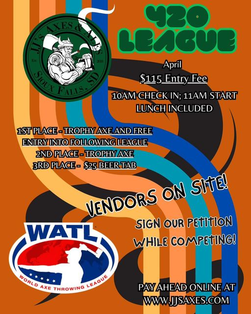 jjsaxes's tweet photo. Today is the last day to sign up for our 4/20 Marathon League. Make sure to sign up and make Check In smoooooooooth tomorrow!
We will have Worlds on as we watch our friends kick axe in the Big Leagues!
https://t.co/9rF1eiUn0k https://t.co/lK7FaGPHbs