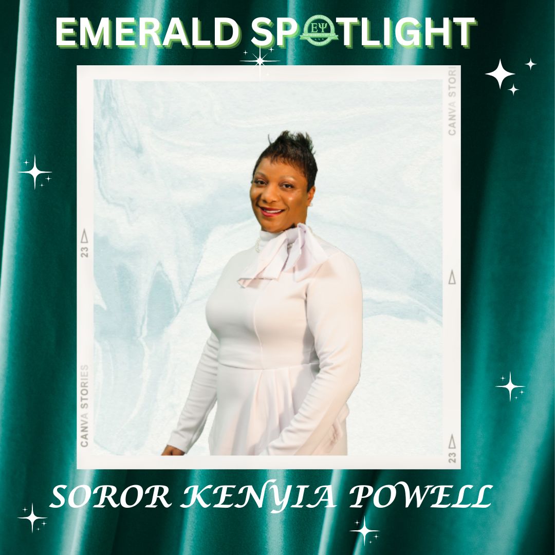 EpsilonPsi1929's tweet photo. It's Emerald Tuesday and our #emeraldspotlight is on Soror Kenyia Powell!  Kenyia was nominated by HCA to represent them on the TSU business education panel. She'll be speaking later today and we wish her all the best.  Keep shining your light bright Soror!! #emspot #EP4Iota https://t.co/jBUHjCQyFf