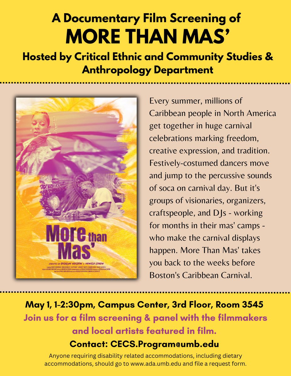 Join us for a screening of More than Mas’ featuring a panel with the filmmakers and local artists. See trailer: vimeo.com/643983375