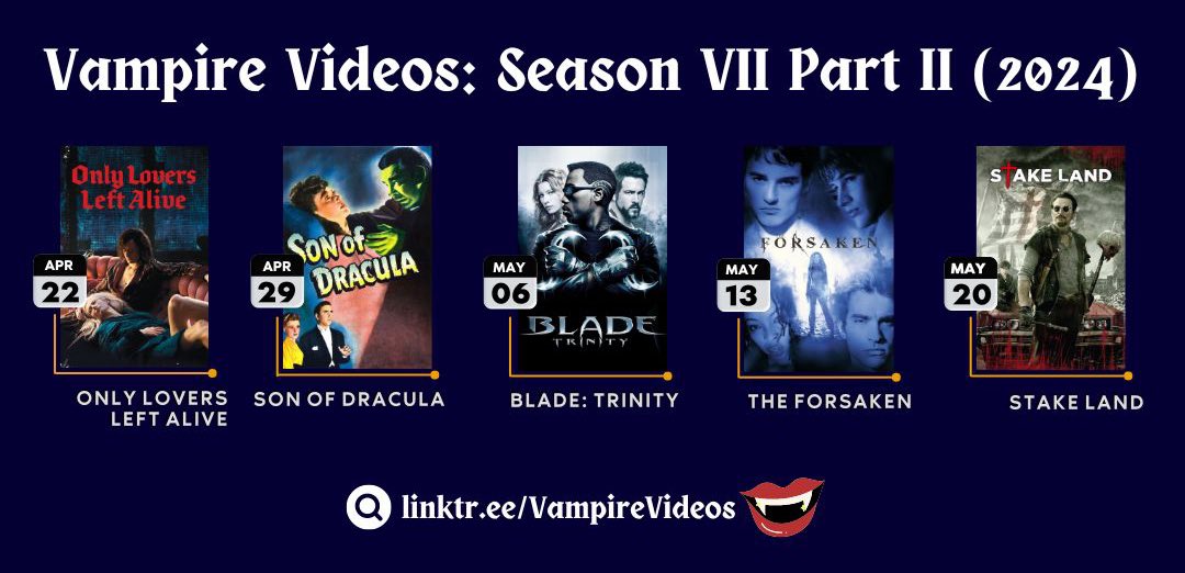 vampvideos's tweet photo. As we’ve hit ⏸️ for a week, it’s time to announce the final Season VII episodes!

What catches YOUR eye? 👁️ The fun resumes with ONLY LOVERS LEFT ALIVE next Monday… https://t.co/PwlJtf1fjx