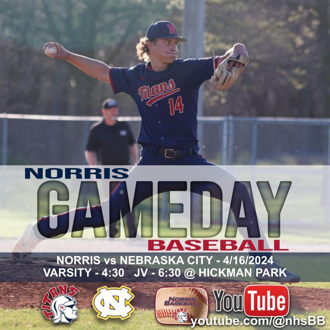 🚨Game Day🚨 🆚- Nebraska City 📍- Hickman 🏟️- The Buck ⏰- 4:30, JV to follow 📊- Norris Varsity Titans GC 💻- YouTube.com/@nhsBB SELFLESS//RELENTLESS//GRIT #Brotherhood