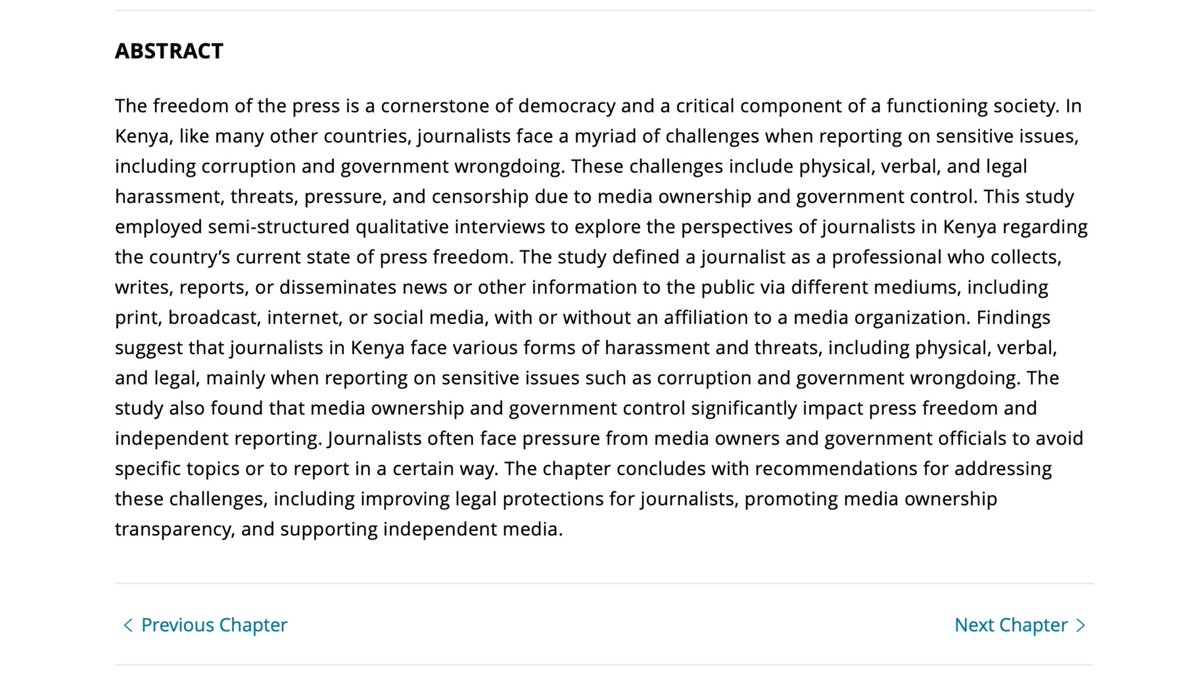 𝘑𝘰𝘣 𝘔𝘸𝘢𝘶𝘳𝘢, 𝘗𝘩.𝘋. (@jobmwaura) on Twitter photo <a href="/msobelcohen/">Meghan Sobel Cohen</a> and I have had our chapter published in a recent edited collection on Harassment of journalists in Africa.
The chapter explores the harassment of journalists in Kenya. Our thanks to all those journalists who participated in the study. <a href="/msobelcohen/">Meghan Sobel Cohen</a> and I have had our chapter published in a recent edited collection on Harassment of journalists in Africa.
The chapter explores the harassment of journalists in Kenya. Our thanks to all those journalists who participated in the study.