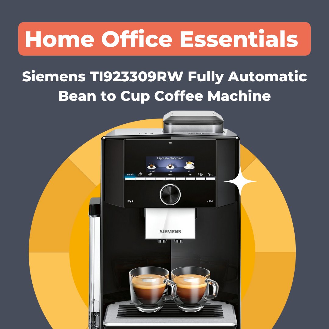 Upgrade your home office with our Siemens TI923309RW Fully Automatic Bean to Cup Coffee Machine! 

Enhance productivity and enjoy the perfect brew. 

Get this essential now! ☕🖥️

bit.ly/49f55en 

#OfficeAppliance #Coffee #CoffeeMachine