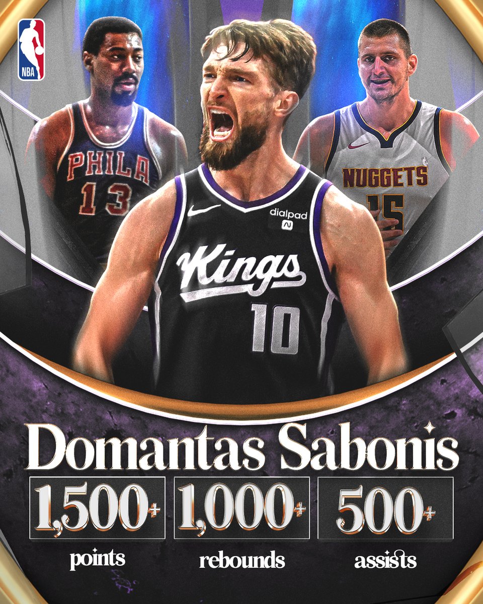 The only three players with 1.5K points, 1K boards and 500 dimes in a season...

Wilt, Joker... and now Domantas Sabonis 🔥