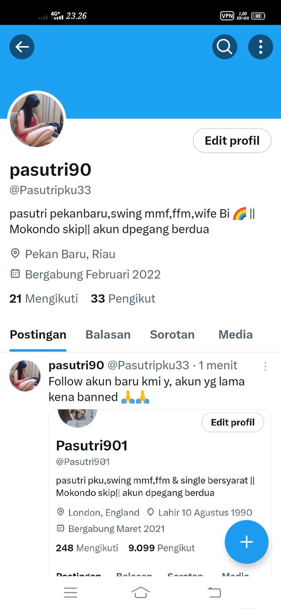 Follow akun baru kami ya <a href="/Pasutripku33/">pasutri90🌈🦄</a> 🙏🙏