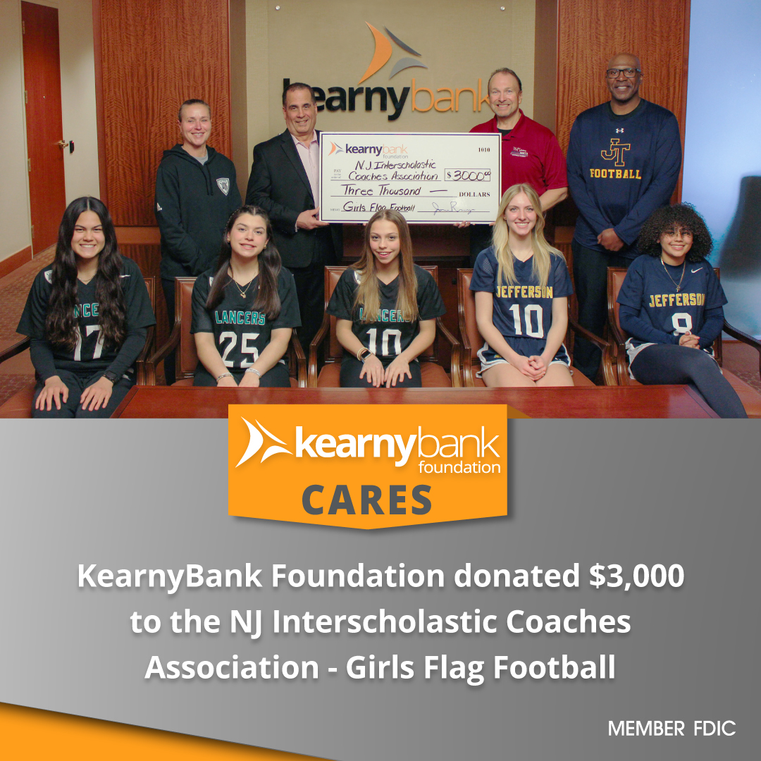 KearnyBank's tweet photo. Empowering the champions of tomorrow! Proud to announce that KearnyBank Foundation has fully supported the up-and-coming sport of Girls Flag Football with a donation of $3,000 for the NJ Interscholastic Coaches Association.
.
.
.
In photo: @LancerFlagHS and Jefferson Girls Flag https://t.co/KA4GAE8I50