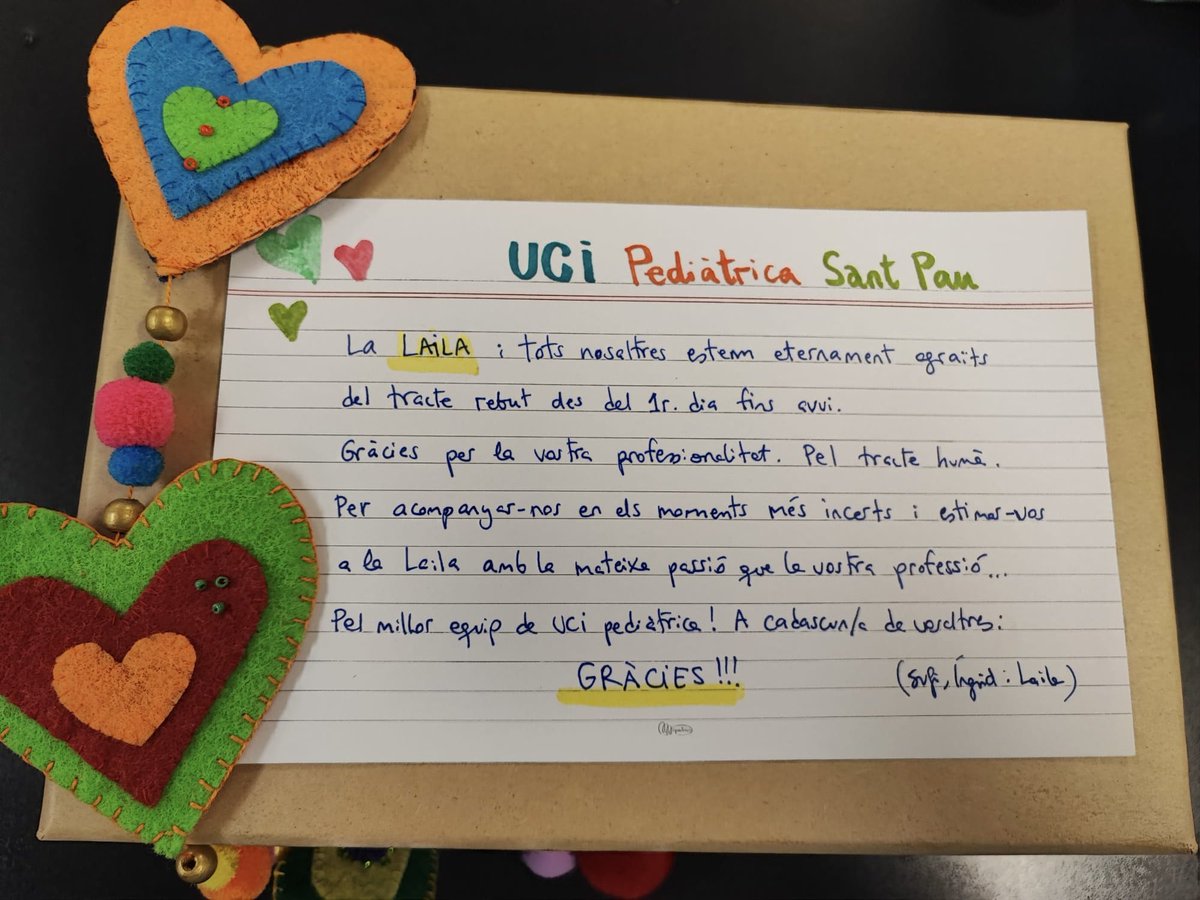 PediatriaSPau's tweet photo. Volem expressar el nostre sincer agraïment per la vostra confiança i per permetre'ns cuidar de la vostra estimada filla a la UCI pediàtrica de @HospitalSantPau . És un honor poder treballar per al benestar dels nostres petits pacients!! 
@InfermeriaSPau https://t.co/puJOwF9cTW