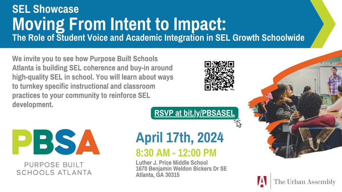 We're thrilled to host our 2nd annual SEL Showcase for educators across Atlanta this April 17 at @apsprice! We'll present educator best practices, provide tangible tools that inform educator work and ensure that attendees can share with their communities. ow.ly/hEHJ50RhjUS