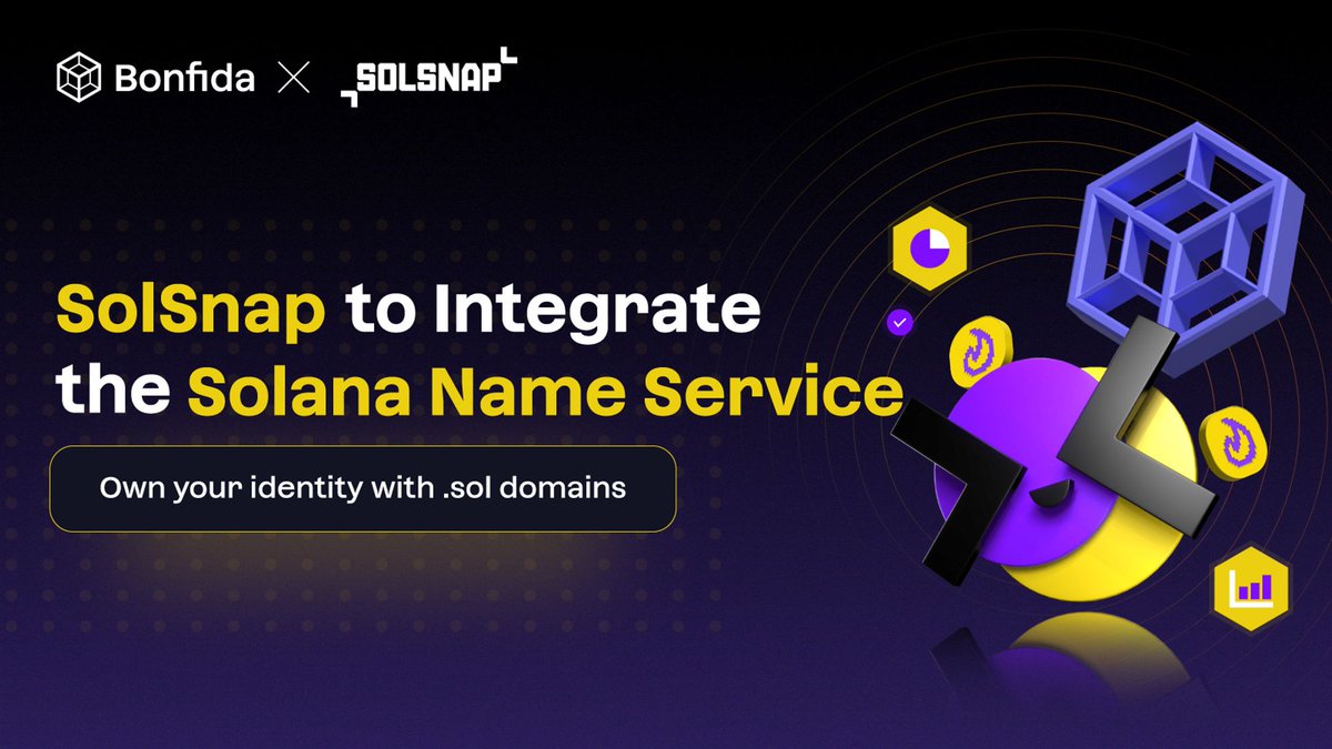 The Solana Name Service is going live on @SolSnap_ soon! 🆔 The need for an on-chain identity is as big as ever and of course, your .sol domain names are here to make your web3 life much easier Cannot wait for you guys to see what we have planned! Get your SNS domains ready