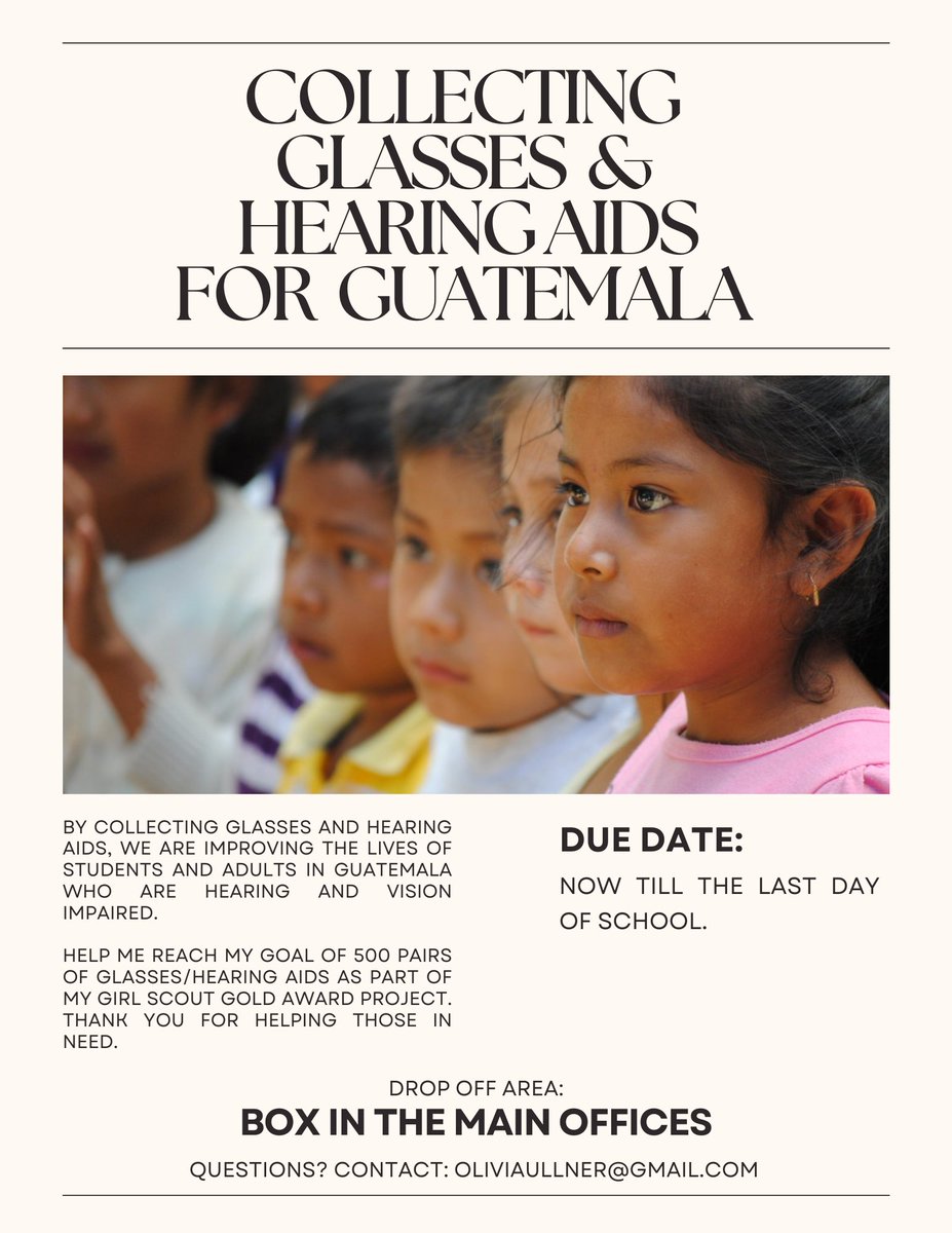 If you have any pairs of glasses or hearing aids you are no longer using, help OHS student Olivia Ullner help others!