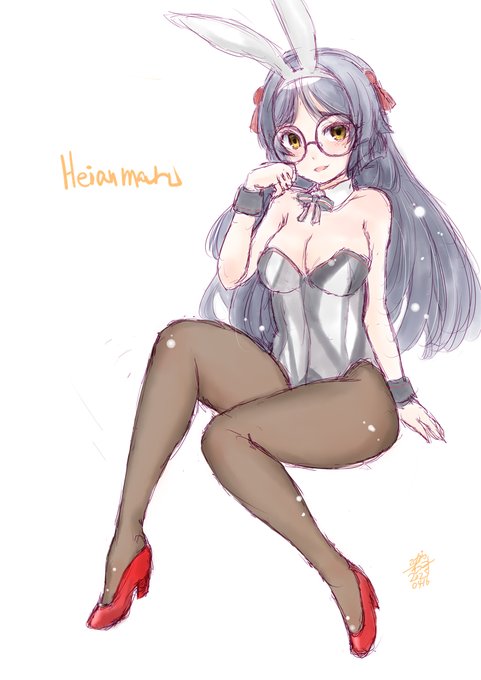 バニー平安丸。寝落ちしてました
#艦これ版深夜の真剣お絵描き60分一本勝負 
#艦これ版真剣お絵描き60分一本勝負_20240416
#平安丸進水日 