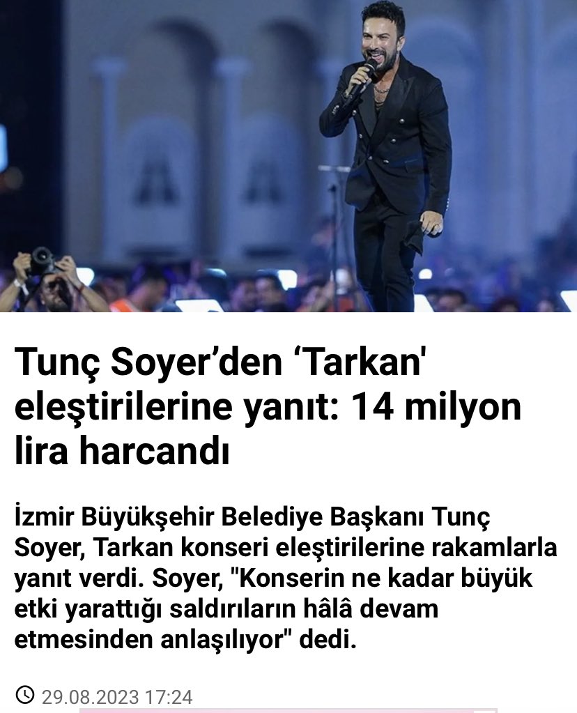 Hadi onu yazmadınız.. Sabık belediye başkanı @tuncsoyer ‘in tek bir konsere 14 milyon harcadığı İzmiri yazdınız mı acaba.. @ismailsaymaz ve @sabansevinc2