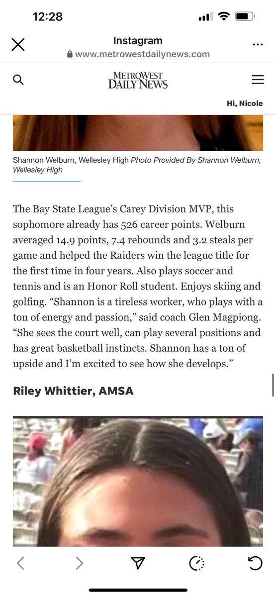 Congratulations Shannon on MetroWest All-Star!!