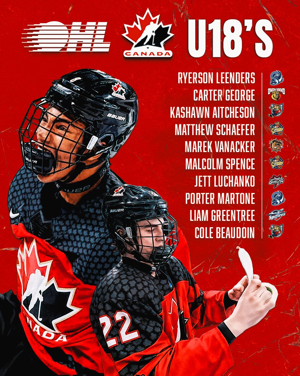 Ten #OHL players have been selected to represent @HockeyCanada at the 2024 #U18MensWorlds beginning April 25th in Espoo and Vantaa, Finland. DETAILS 🍁: tinyurl.com/32fxkdre